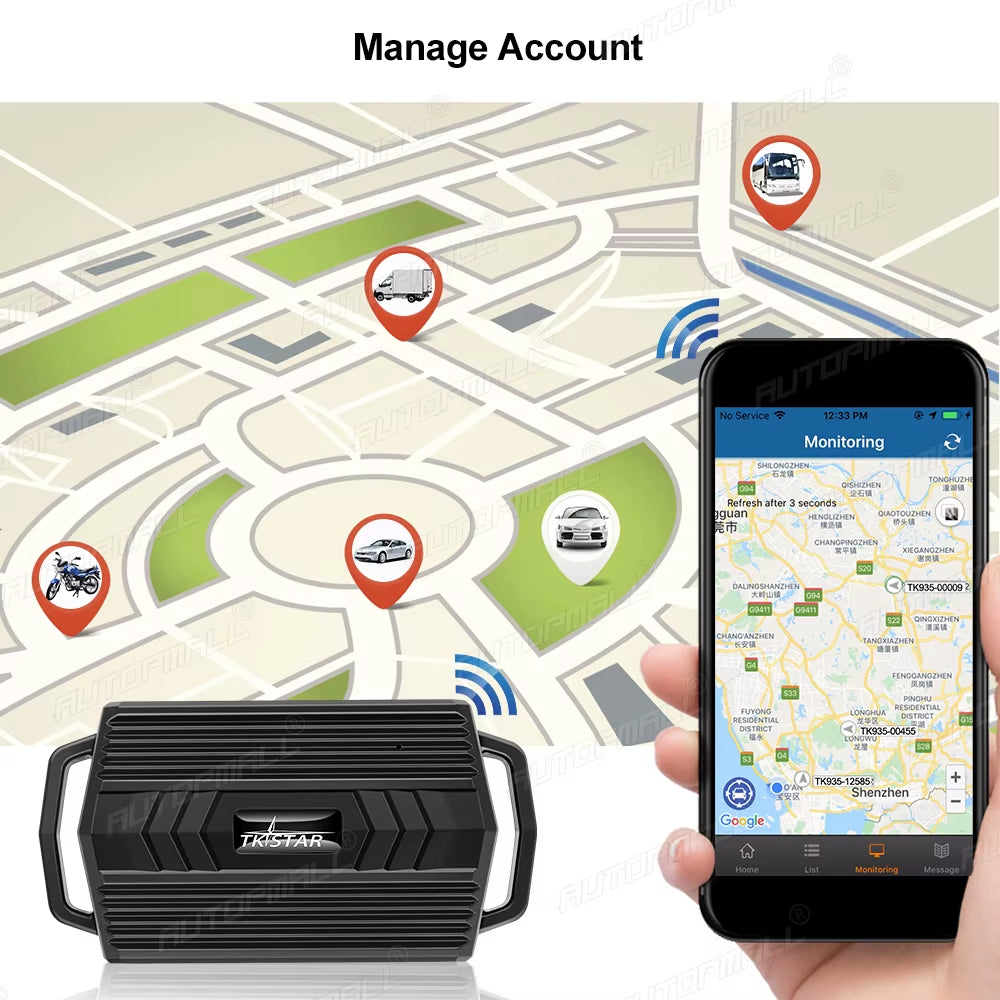 TKSTAR GPS Tracker Car Tracking Device Waterproof Magnet 3000Mah GPS Car Tracker Geofence Shock Alarm Vehicle Tracker TK935