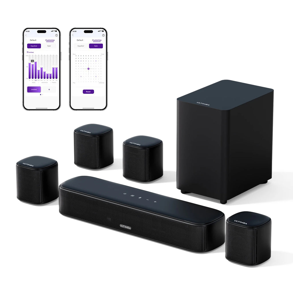 330W 7.1Ch Virtual Surround Soundbar,Tv Sound Bar with Subwoofer and 4 Surround Speakers, Smart App Control, Aura A40