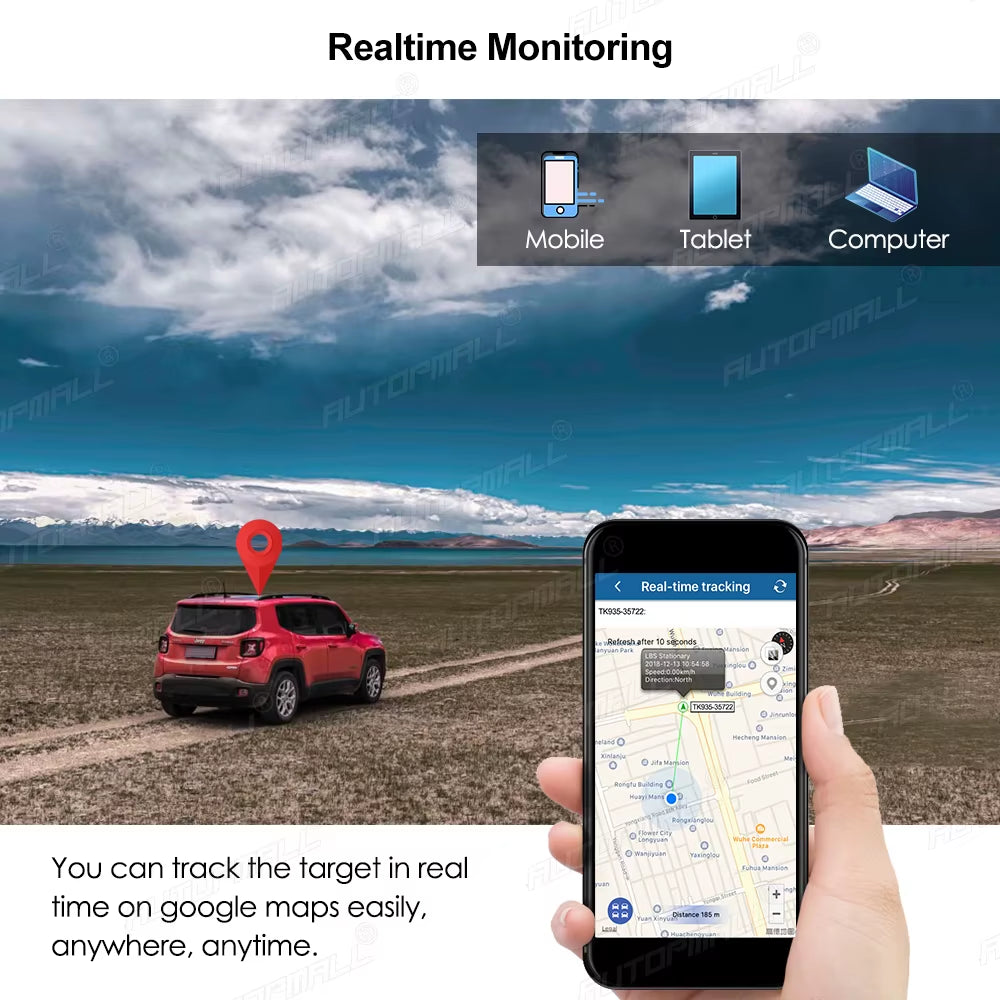 TKSTAR GPS Tracker Car Tracking Device Waterproof Magnet 3000Mah GPS Car Tracker Geofence Shock Alarm Vehicle Tracker TK935