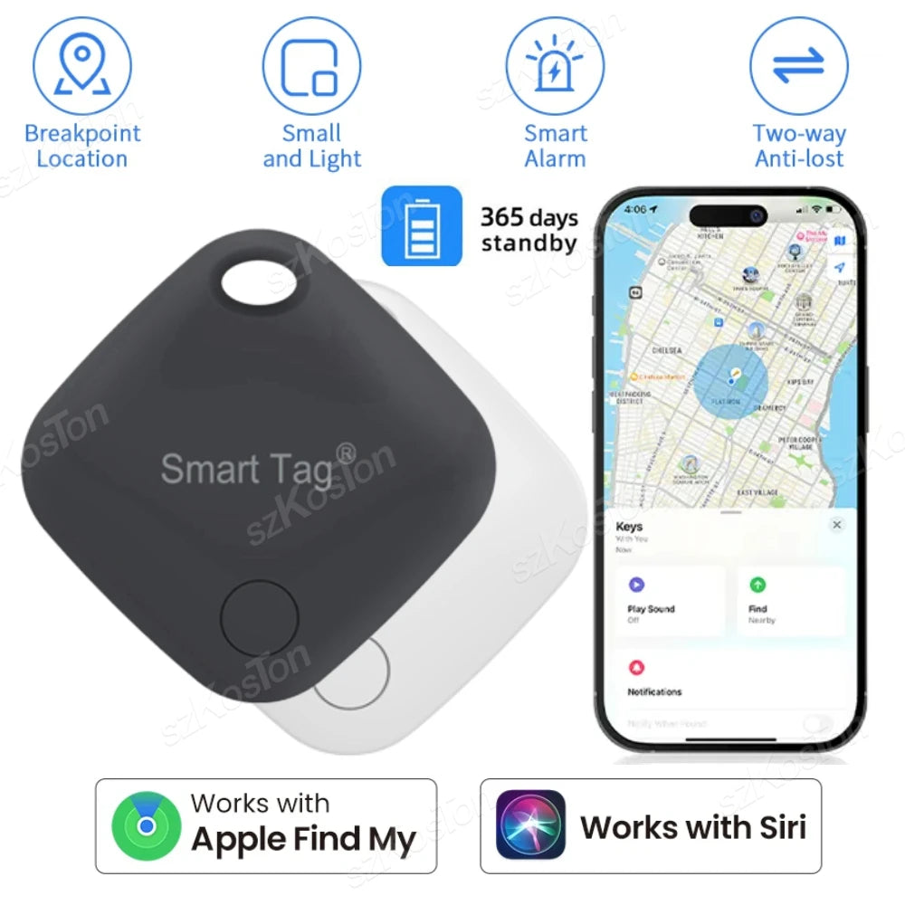 Long Distance Smart Tag GPS Tracker for Air Tag Key Finder Pet Wallet Bike Anti-Lost Alarm Mini Locator Works with Ios Find My