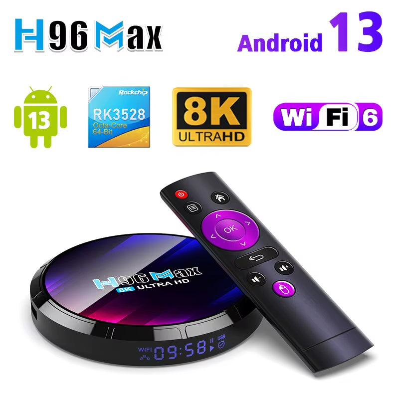 Android TV Box MAX RK3528 Android Box Support 2.4G/5.8G Wifi6 BT5.0 4K Video Set Top TV Box Decode and Play 8K 24Fps