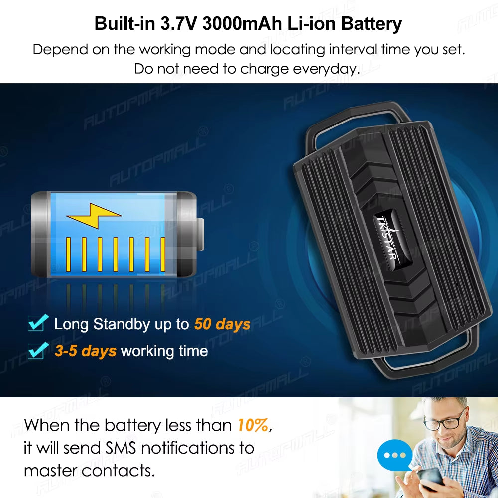 TKSTAR GPS Tracker Car Tracking Device Waterproof Magnet 3000Mah GPS Car Tracker Geofence Shock Alarm Vehicle Tracker TK935