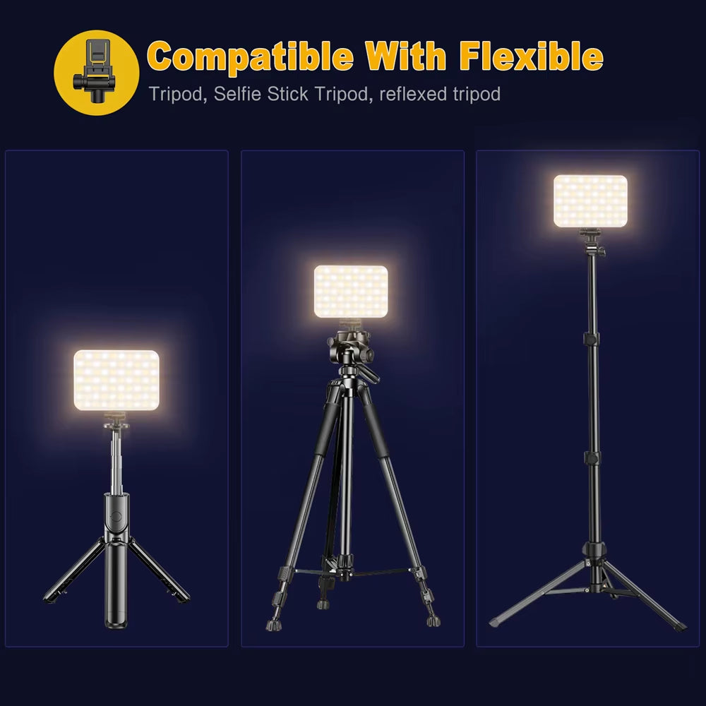 Selfie Light 60 LED 2200Mah Cell Phone Fill Light 7 Modes 10-Level Brightness Portable Clip on Light for Camera /Tablet/Laptop